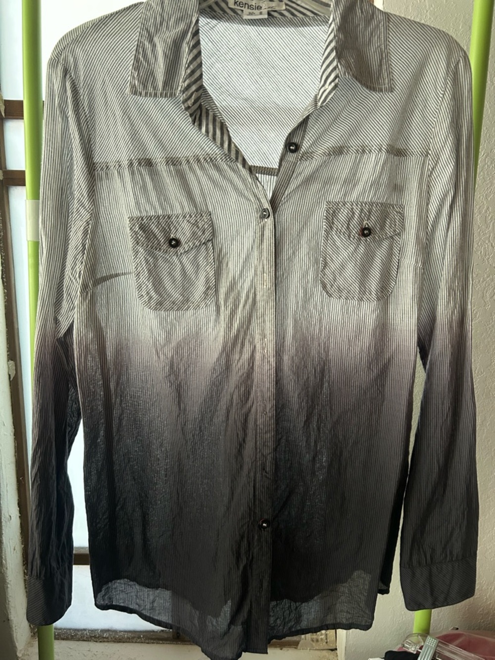 Kensie Gray-to-Black Ombre Button-Down Shirt